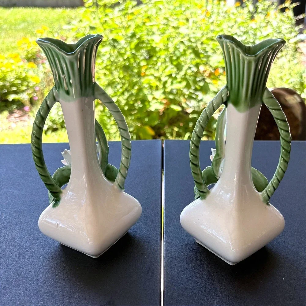 Vintage Enesco Ceramic Bud Vases Set of 2 Japan